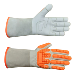 Gants de travail non doublés, gants de sécurité en cuir pleine fleur jaune doré, gants en cuir pour hommes - Product Image 2