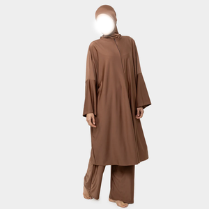 Traje de Baño Musulmán Personalizado para Mujer, Modesto, de Cobertura Completa, Ecológico, de Corte Alto, en Poliéster/Nailon, Burkini con Cremalleras Delanteras y Estampado - Product Image 2