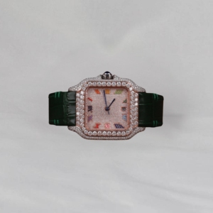 Reloj de Cuarzo con Incrustaciones de Moissanita, Estilo Hip Hop, con Brillantes Piedras de Moissanita en Números Romanos, Analógico, Tipo Diamante - Product Image 5