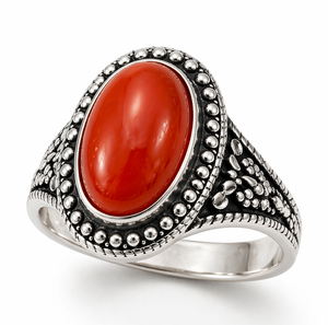 Bague en argent sterling 925 avec pierre de cornaline |   Cadeau artisanal avec pierre de naissance |   Bague bohème pour femme en pierres précieuses naturelles - Product Image 2