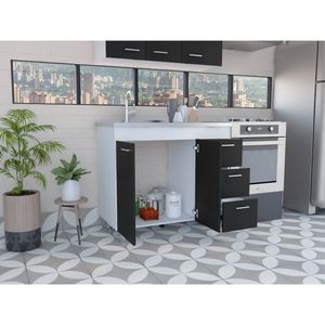 Gabinete de Cocina Lighthouse con 3 Cajones, Base en Wengue Blanco y Negro - Product Image 2