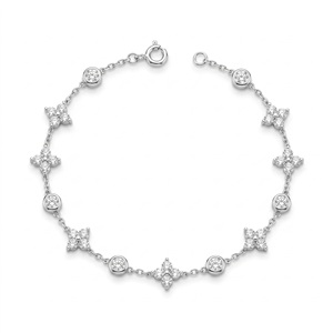 Bracelet en or blanc pour femme avec diamants ronds taille brillant, certifiés naturels, style classique, pour un usage quotidien - Product Image 1