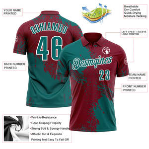 Camiseta Deportiva Polo Personalizada de Fábrica, Sublimación Completa, Verde y Roja, Nombre y Número del Jugador, Cuello Acanalado, Poliéster - Product Image 3
