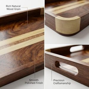 Custom Logo Modern Walnut <b>Wooden</b> <b>Serving</b> Tray Polished Rectangle Decorative <b>Platter</b> with Handle for Home Restaurant Wedding Gift - Product Image 5