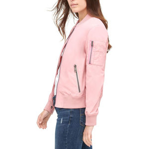 Satin Bomber <b>Jacket</b> For Womens Outerwear Raincoat Waterproof Regular Fit <b>Crop</b> Top Pink Color Females Zipper Breathable <b>Jackets</b> - Product Image 3