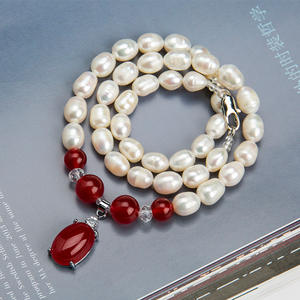 Collar de Perlas de Agua Dulce de 7-8 mm, Elegante y Sofisticado, Collar de Perlas de Arroz, Regalo - Product Image 3