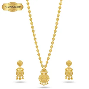 Luxury Long Gold Plated Pendant Necklace Set for Women African Bridal Jewelry with Earrings Dubai Style Wedding Jewelry - Product Image 2