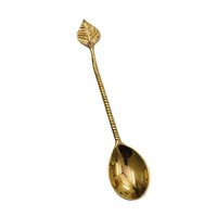 Set di due cucchiaini da tè in ottone placcato oro con manico di design per articoli da cucina, cucchiaini da tè, cucchiaini da tavola, cucchiaini da cena, fatti a mano