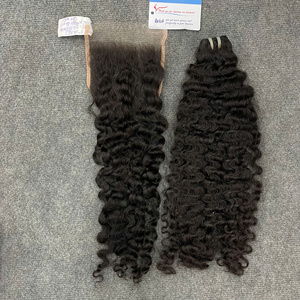 Tissage de cheveux humains bouclés birmans avec closure en dentelle HD 5x5, ensemble de mèches et closure en cheveux vierges noirs naturels - Product Image 3