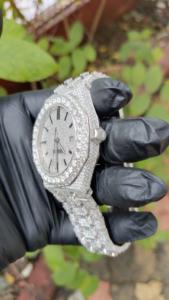 High Quality Luxury 41mm Handmade VVS Clarity Moissanite Diamond Watch Fully Iced 5mm Mechanical <b>Wristwatch</b> Business Glass - Product Image 3