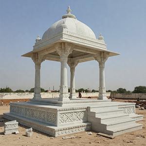 Gazebo de Mármol Estilo Rústico, Hecho a Mano, Ecológico, Duradero, con Cúpula, Pilares Tallados, de Lujo, para Jardín, Lago, Villa, Hotel, Patio - Product Image 2