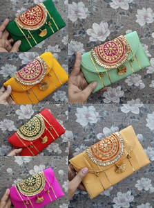 Sac à main de soirée léger multicolore de style indien en gros, sac à main de mariage, pochette, sac à main pour demoiselle d'honneur - Product Image 2