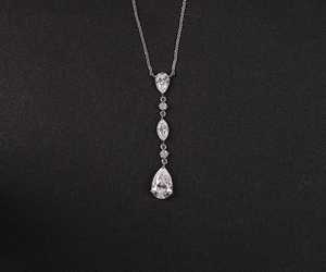 Hot Selling Pear Cut Lab Grown Diamond Teardrop Dangle Necklace, Multistone Diamond <b>Pendant</b> For Women, 14K <b>Solid</b> <b>Gold</b> Necklace - Product Image 1