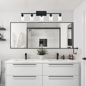 Dispositivo da bagno con paralume in vetro trasparente a 5 luci Multi-direzionale rotante in metallo faretto regolabile - Product Image 4