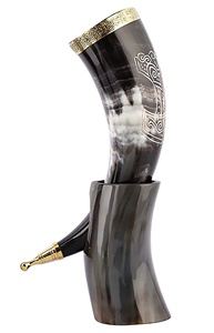 High Quality Real Water Buffalo <b>Drinking</b> Horn Polished Animal Style Horn <b>Stand</b> Brass Molding for Wine <b>Drinking</b> Viking Horn Cup - Product Image 2