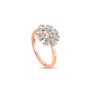 Purecarat Marquise Center Floral Anillo de diamantes Elegante diseño floral de Oro a la moda - Product Image 6