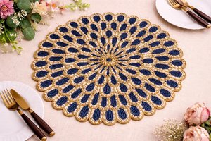 Handmade Beaded Placemat <b>Round</b> Table <b>Mat</b> Embroidered Floral Decorative <b>Mats</b> for Home Hotel Wedding Party - Product Image 5