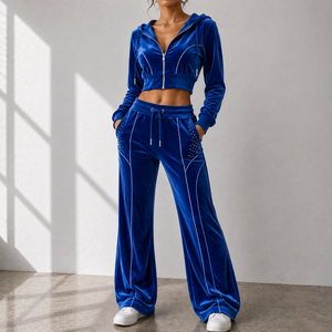 Low MOQ women's gym hoodie sweatpants set <b>zip</b> hoodie tracksuit women's comfort clothing set - Product Image 2