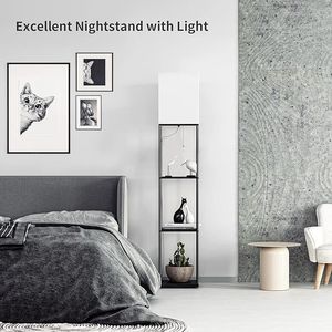 Lampada da Terra Moderna Quadrata con Lampadina a 3 Temperature di Colore, Espositore d'Angolo per Libri, Decorazione per Soggiorno - Product Image 4