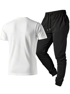 Men's Summer Casual 2pcs Sportswear Set Eco-Friendly 100% Cotton Comfortable Breathable Knitted Fabric Stylish Simple T-Shirt - Product Image 3