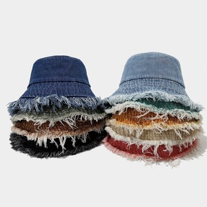 Vintage Scrub Washed Denim Fisherman <b>Bucket</b> <b>Hats</b> Pigment Dyed Washed Cotton Fisherman <b>Hat</b> Solid Color Wholesale Prices - Product Image 5