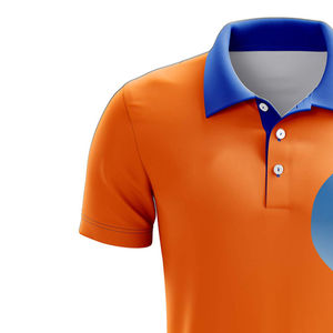 Mens <b>Orange</b> Blue Knitted Customized Casual Sports Breathable Lightweight Short Sleeve Golf Tennis for Shirt - Product Image 5