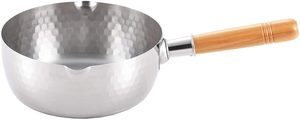 Heavy Duty Stainless Steel Frying <b>Pan</b> with Wooden Handle Gas & <b>Induction</b> Ready Dishwasher Safe for Dal Spices Chinese Cooking - Product Image 1
