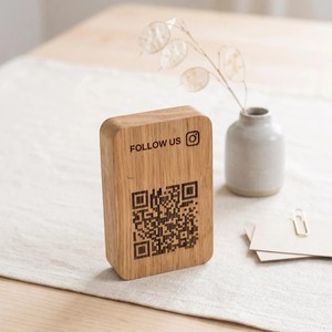 Premium Custom Logo Laser Engraved QR Code <b>Wooden</b> Rectangle Tabletop Menu Holder Eco Friendly Signs Display Stand Antique Modern - Product Image 5