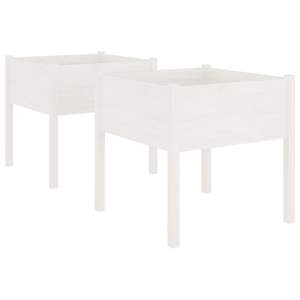 Set di 2 Fioriere da Giardino in Legno di Pino Bianco Massiccio 70x70x70 cm - Product Image 2
