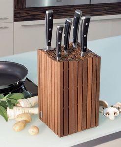 Porte-couteaux en bois pour cuisine avec plusieurs emplacements pour lames, pour un rangement sûr et organisé sur le comptoir et un accès facile - Product Image 1