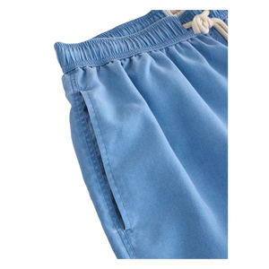 Short de plage uni bleu clair pour homme, taille mi-haute, braguette zippée, respirant, imprimé numérique, logo brodé, jambe gauche en polyester tissé - Product Image 5