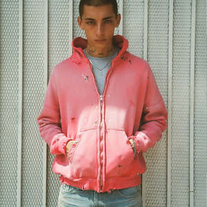 Sweat à capuche pour homme personnalisé, effet délavé à l'acide, fermeture éclair intégrale, design oversize, 100% coton, haute qualité 500 g/m², streetwear ODM - Product Image 3