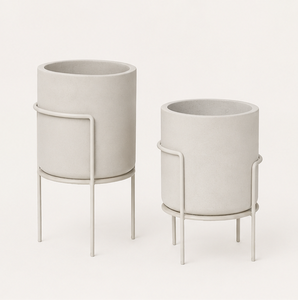 Modern Minimalist Metal Planter with <b>Stand</b> Set of 2 Prime Quality Round Indoor Flower <b>Pots</b> Powder Coated Iron Floor <b>Stand</b> - Product Image 6
