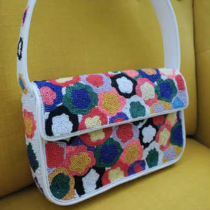 Bolso de Hombro Personalizado con Diseño de Estrella de Mar y Cuentas de Cristal, Bolso de Solapa con Cuentas Blancas, Bolso de Moda para Mujer, para Fiestas de Verano - Product Image 1