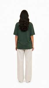 เสื้อยืดคอกลมสีเขียวเข้ม ONETEN APPAREL พิมพ์ลายโลโก้ด้านหน้า ทรงหลวม แขนสั้น ผ้าฝ้าย 100% สไตล์สตรีท รักษ์โลก - Product Image 2