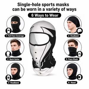 Pasamontañas Unisex para Adultos, Máscara Facial de Cobertura Total, Diseño Digital en Blanco y Negro, Transpirable, Impermeable, para Deportes al Aire Libre, Cubre Casco - Product Image 6