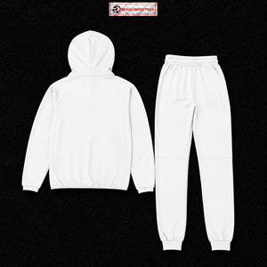 Ensemble de survêtement blanc à capuche pour homme, veste zippée intégrale et pantalon de jogging, vêtements de sport décontractés, tenue de sport personnalisée, streetwear, vente en gros, entraînement - Product Image 6