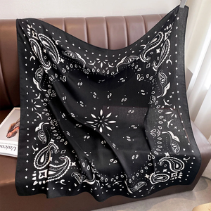 90*90cm Paisley Printed <b>Square</b> <b>Scarf</b> For Women Silk <b>Scarves</b> Bandanas Luxury Large Shawl Beach Wraps Elegant Hijab - Product Image 6