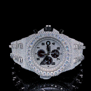Premium Quality VVS Moissanite Diamond <b>Studded</b> Bling Icedown Quartz Movement Limited Edition Stainless Steel Hip Hop Style Watch - Product Image 1