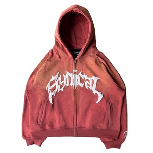 Sudadera con Capucha Personalizada con Estampado Lavado Ácido, Cierre Completo, para Hombre, 100% Algodón, Sudadera de Forro Polar Extra Grande, Transpirable, Personalizada, Efecto Desgastado por el Sol - Product Image 5