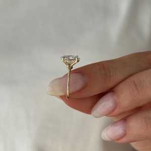 2 Carat Oval Lab Grown Diamond Thin Engagement <b>Ring</b> <b>Dainty</b> 1.3MM Minimalist Proposal <b>Ring</b> in 14k Yellow Gold IGI Certified - Product Image 5