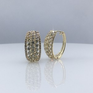 Round Cut Natural <b>Diamond</b> <b>Dangle</b> Huggie Ladies <b>Earrings</b> 3.06 Cttw 925 Sterling Silver Yellow Plated Prong Set Trendy Wholesale - Product Image 4