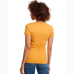 Camisetas Casuales de Manga Corta con Cuello en V para Mujer, Camisetas de Algodón con Logotipo Personalizado al por Mayor, Camisetas Lisas Teñidas - Product Image 3