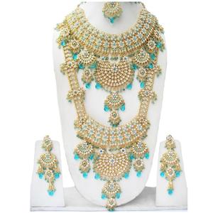 Indian Trendy Classic Choker Engagement Anniversary Wedding Party <b>Gift</b> Set Traditional Crystal Kundan Faux Pearl Alloy Gold - Product Image 1