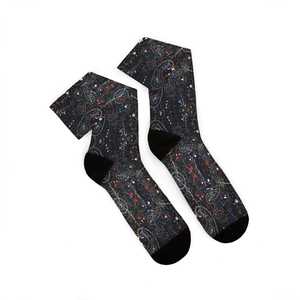 New Men's Crew <b>Socks</b> Paisley Pattern Digital Printing Breathable Knitted Daily Wear Spring Season Spandex <b>Polyester</b> <b>Socks</b> - Product Image 1