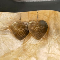Bijoux fantaisie faits à la main, tortue de mer gravée en forme de cœur sur cordon perlé, boucles d'oreilles assorties pour femmes