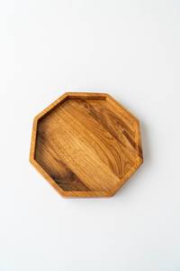 Plateau de service octogonal en bois de chêne rustique, plateau en bois, planche de service, accessoires de bureau faits à la main, raffinés - Product Image 2