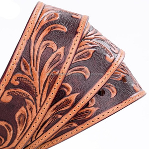 Cinturón de cuero occidental para hombre hecho a mano con calidad extra fuerte de alta calidad en colores personalizados de fabricante al por mayor - Product Image 2