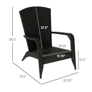 Sedia Adirondack da Esterno in Vimini Bianco Crema con Cuscini Morbidi e Seduta Inclinata - Product Image 3