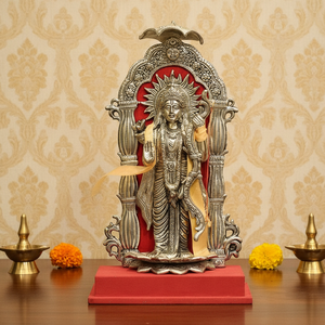 Idole artisanale en métal plaqué or du Dieu Rama avec arche Prabhavali, finition antique, statue de dieu hindou Diwali pour la décoration de la maison et du mandir - Product Image 4